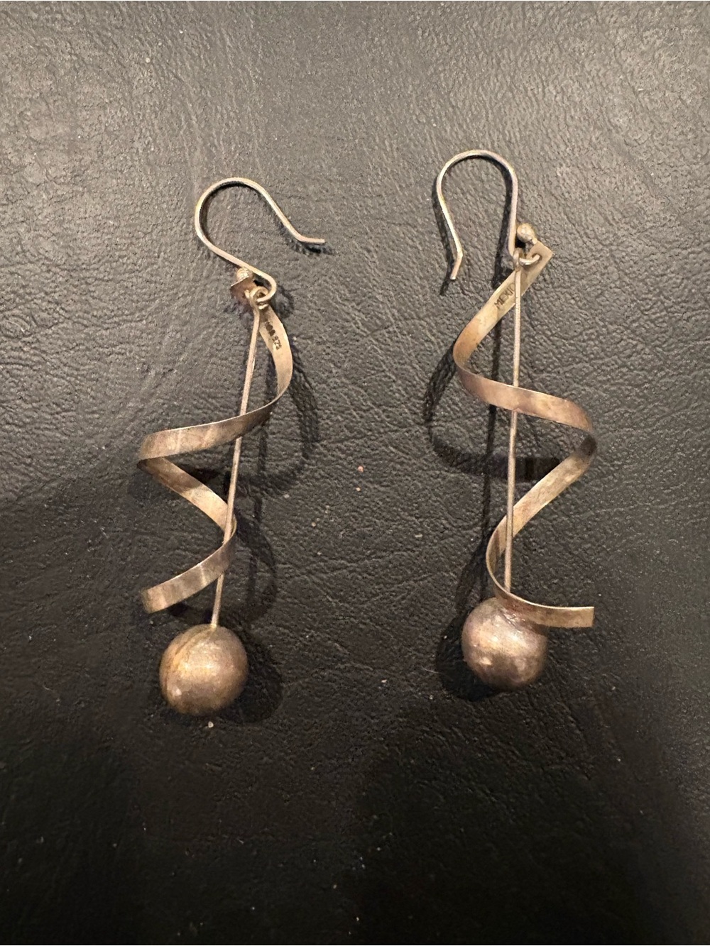 Sterling Silver Spiral Drop Earrings - Silver